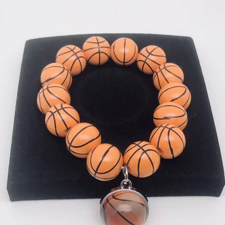 Wooden Bead Basketball Bracelet