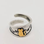 Silver-Plated Star Cat Ring - Adjustable Ring