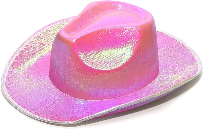SoJourner Bags Neon Sparkly Glitter Space Cowboy Hat - Fun Metallic Holographic Party Disco Cowgirl Hat