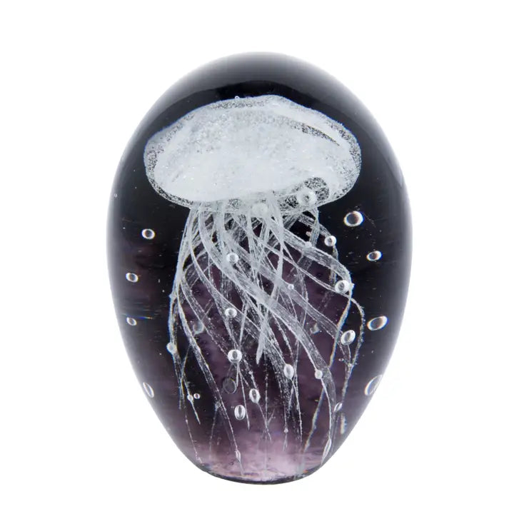 Jellyfish with Purple Coastal Art Glass Figurine/Paperweight