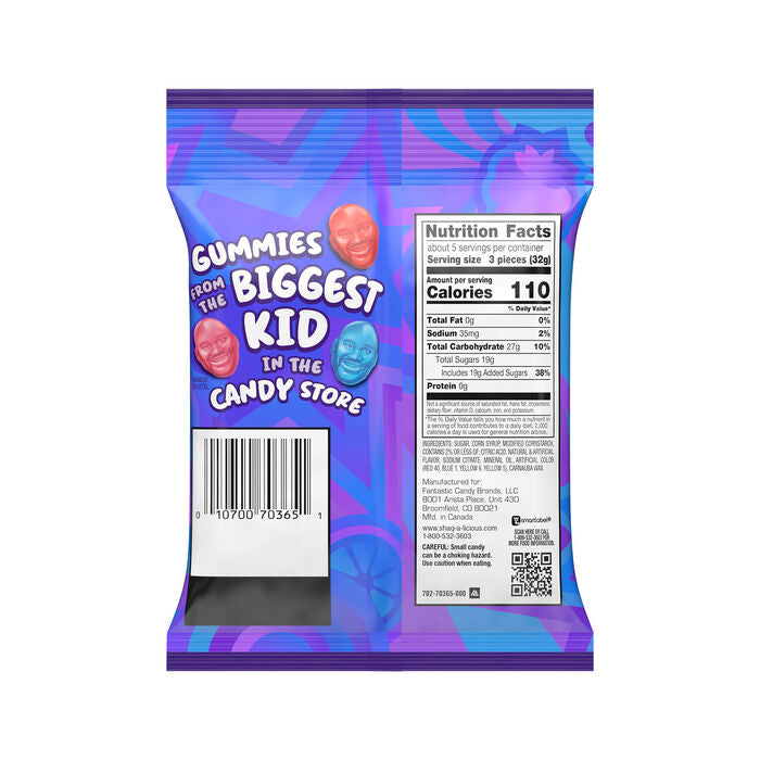 SHAQ-A-LICIOUS XL GUMMIES Original Flavor Chewy Candy Bag, 6.2 oz (Best By 12/2025)