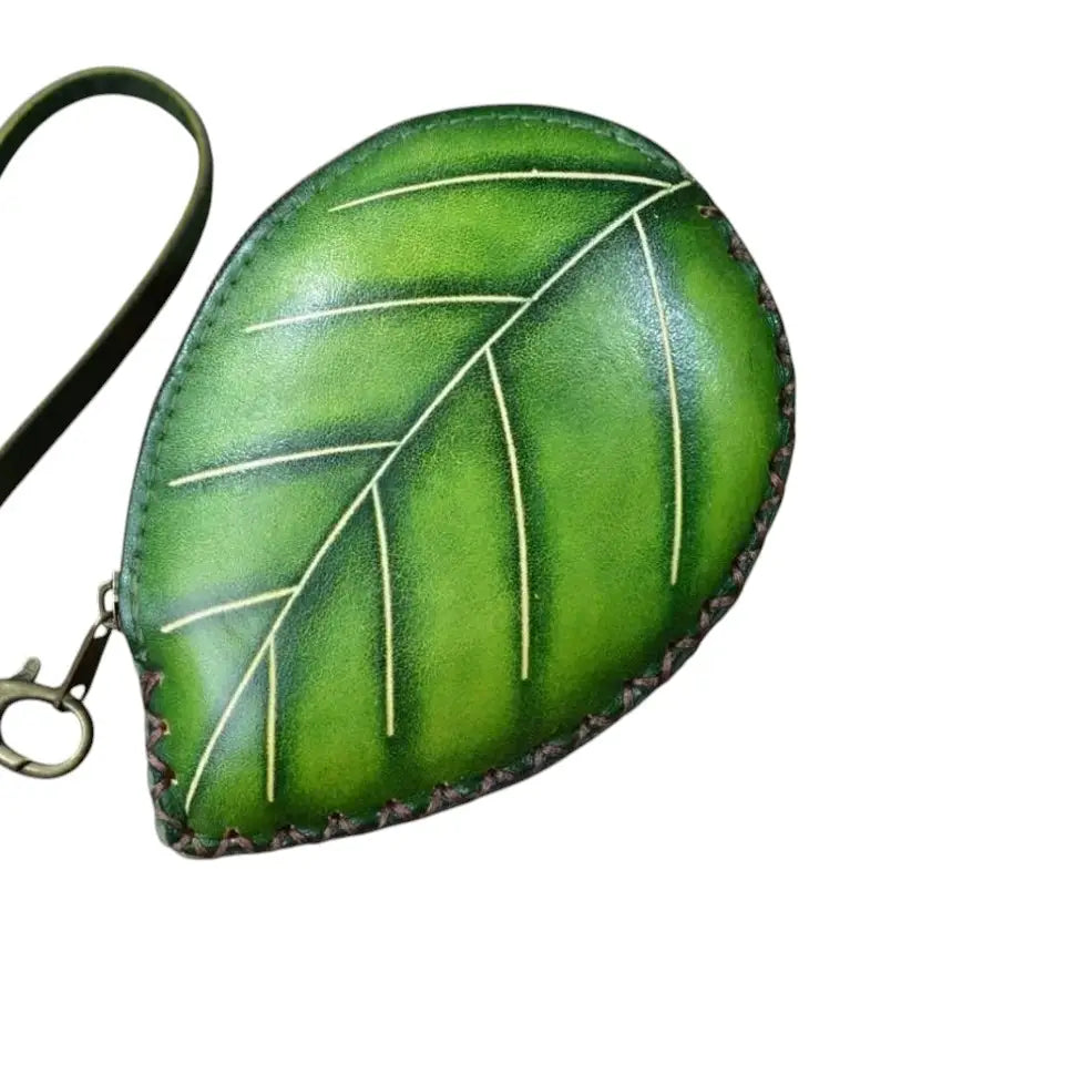 Ladybug with Leaf Wristlet- E526 Leather Coin Purse Wallet