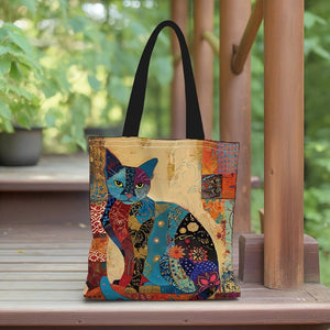 Whimsical Cat Canvas Tote Bag – 17 X 13.5