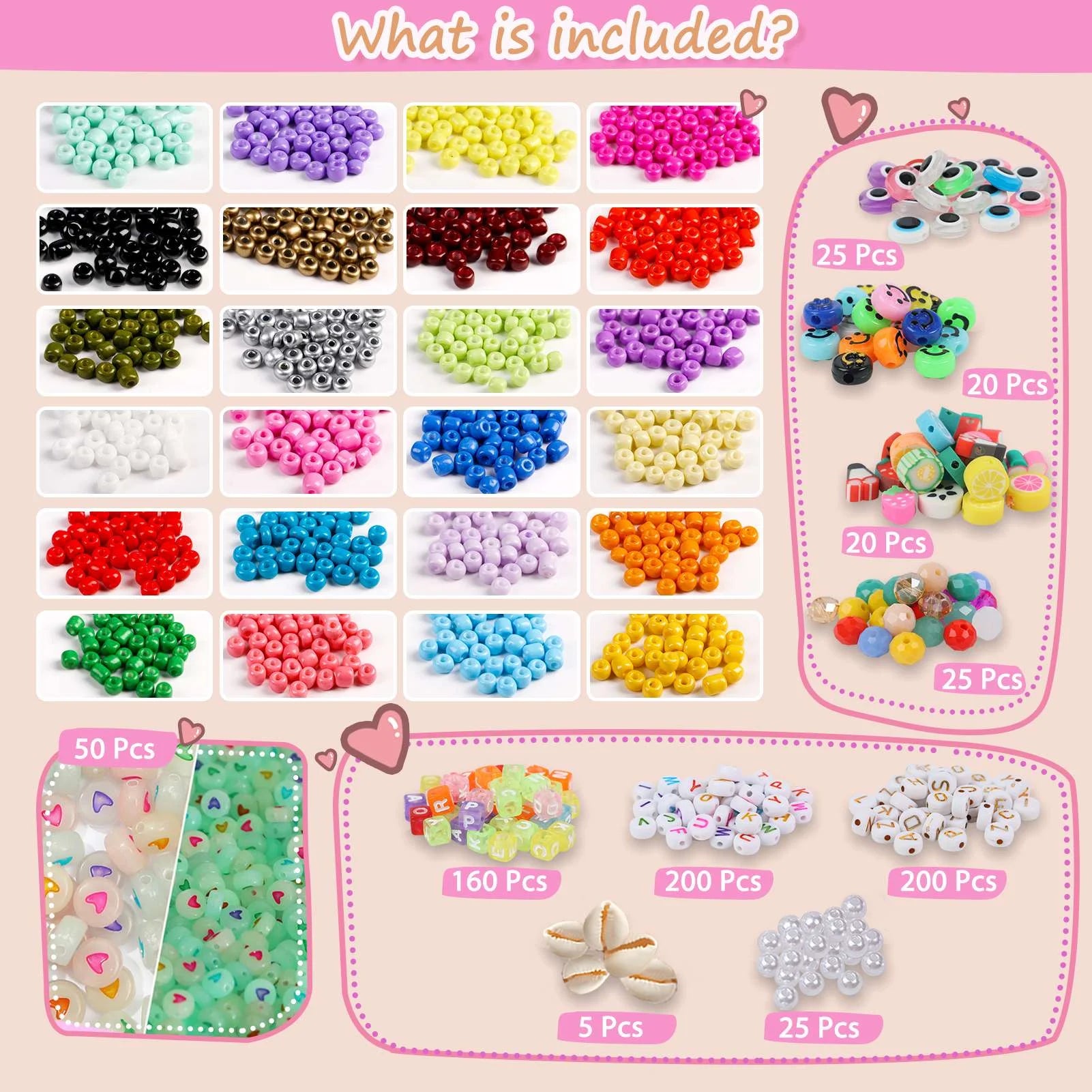 Bracelet Making Kit - 10800+Pcs Polymer Clay&Glass Seed Beads and Letter&Bracelet Beads for Friendship Jewelry Making for Teen Girl Gifts