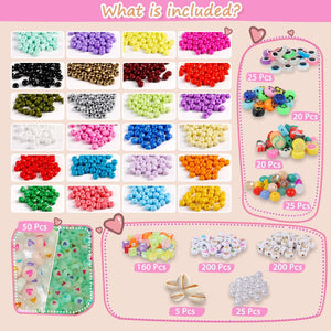 Bracelet Making Kit - 10800+Pcs Polymer Clay&Glass Seed Beads and Letter&Bracelet Beads for Friendship Jewelry Making for Teen Girl Gifts