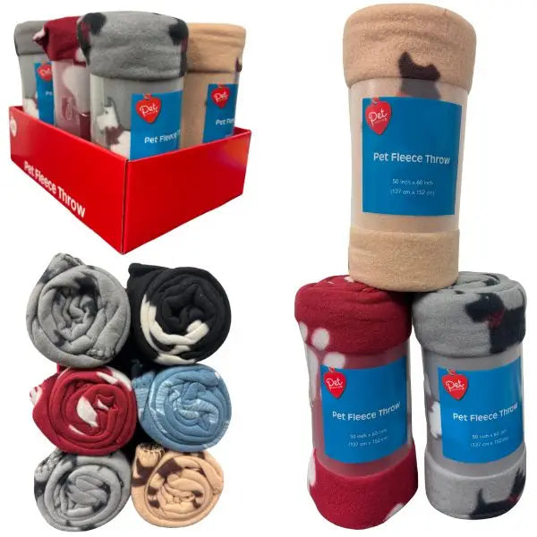 Pet Central - Pet Design Fleece Throws - Styles Vary - 50"x60" Ultra Soft Fleece
