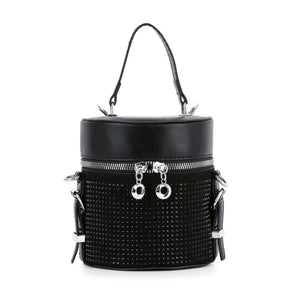 Petite Rhinestone Cylindrical Evening Bag-Black