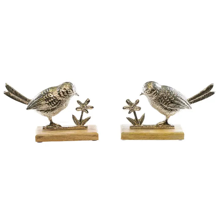 Aluminum Bird on Wood Base