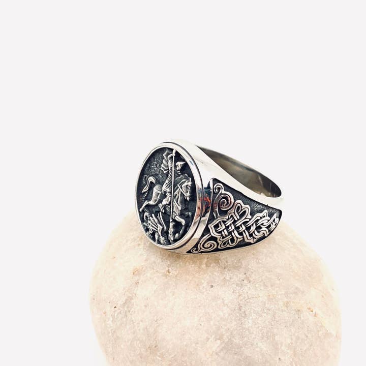 Viking Celtic Knot Stainless Steel Knight Ring - Various Sizes