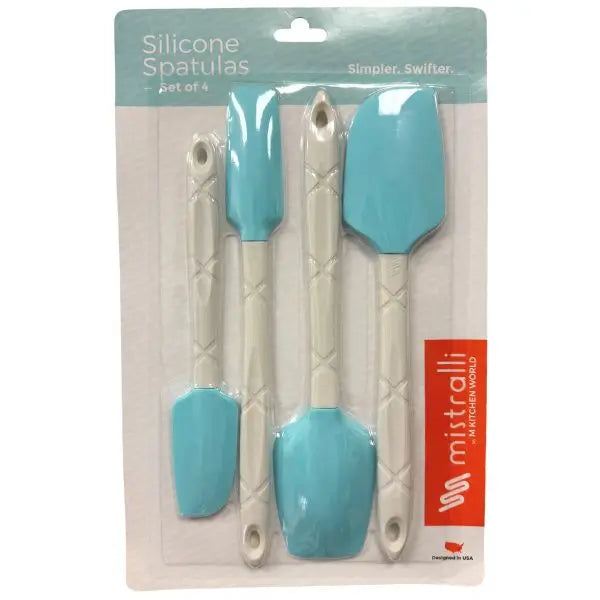 Mistralli Kitchen - BLUE - 4Pack Silicone Premium Spatula Set