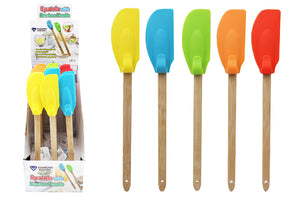 BAMBOO HANDLE SILICONE SPATULA WITH HANGER