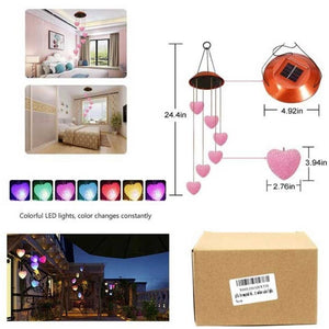 Solar Wind Chimes- Led Color Changing Hearts Solar Chimes