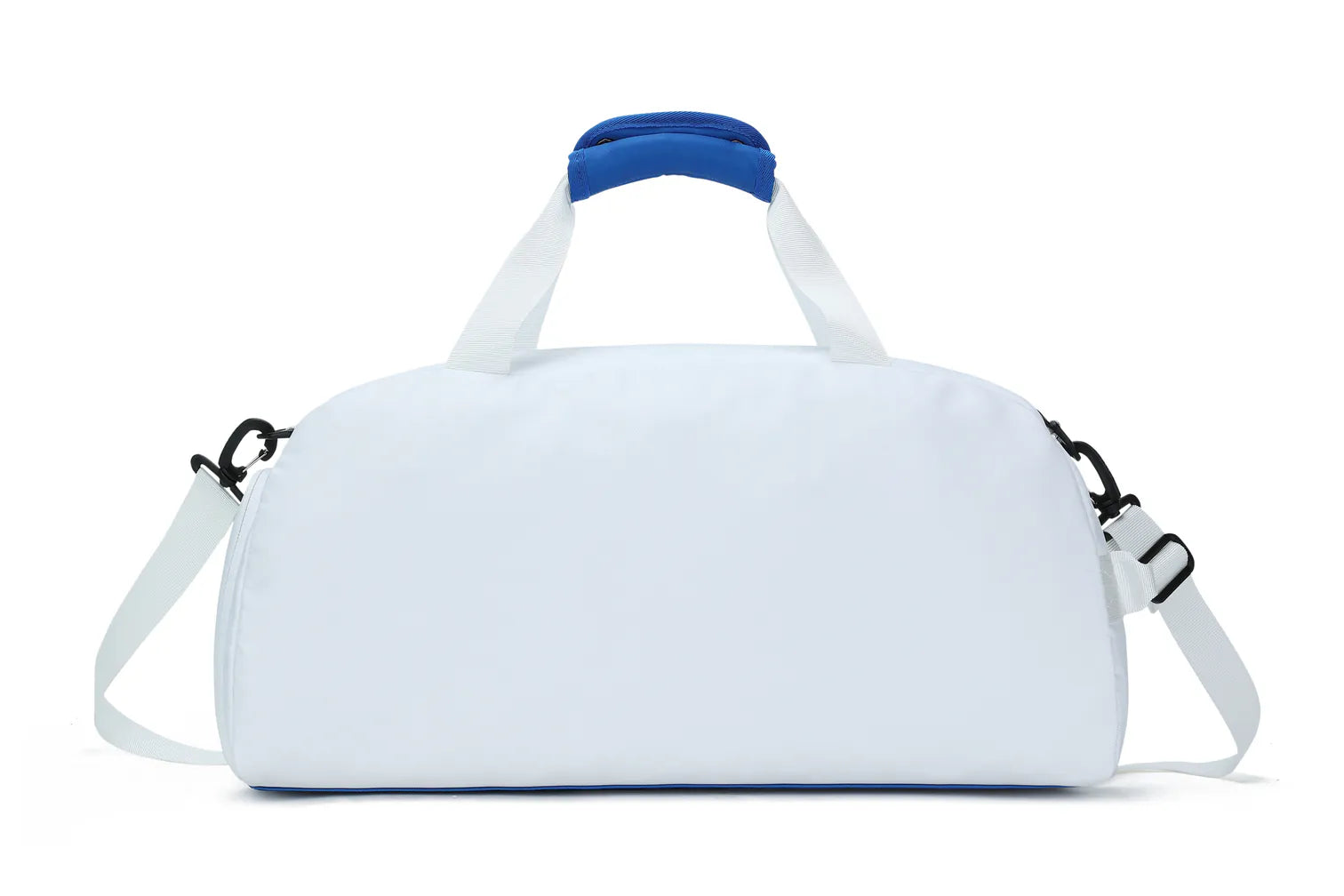 Blue and White Duffle Bag