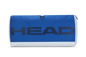 Blue and White Duffle Bag
