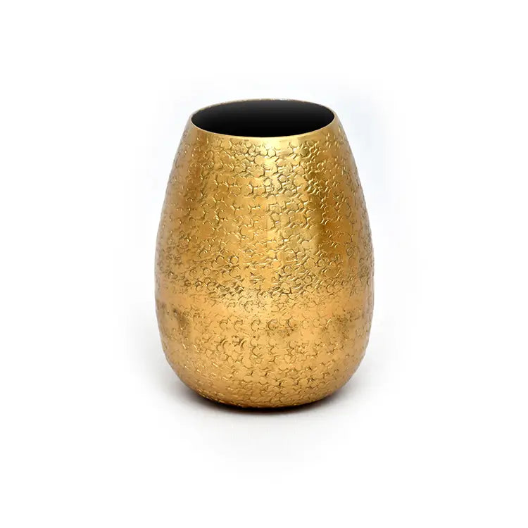 Alum Gold Hammered Vase-6 x 5 x 6 in