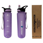 Hydration Nation - PURPLE - 32OZ Premium Water Bottle - Flip To Lid And Nylon Wristlet