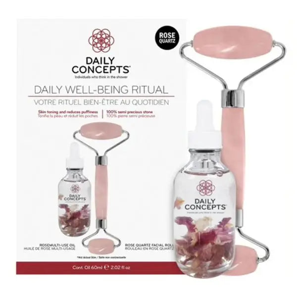 Daily Concepts Kit - Rose Quartz Facial Roller & Rose Multi-Use Oil