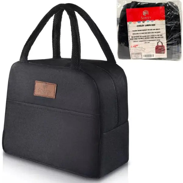 Zippered Insulated Cooler Lunch Bags - #4015.BLACK-SD - 8"x8" - Black