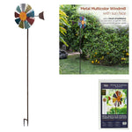 Alpine Multicolor Metal Windmill w/Sun Face Garden Stake 18x13x71H