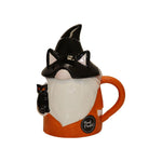 Cobwebs & Cauldrons Halloween Gnome Mug w/Cat Topper Ceramic 4.15"x7.25"H