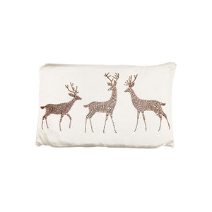 Thro By Marlo Lorenz Bright White Elgin Deer Beaded Barbara Velvet Pillow 12"x20"