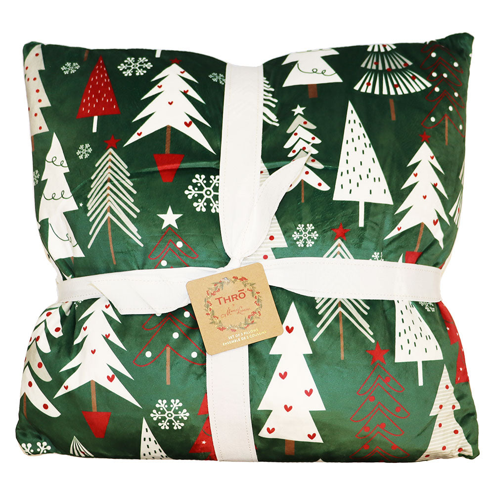 Thro By Marlo Lorenz 2PK Printed Mandee Velvet Tobie Trees Christmas Pillow 20"x20"