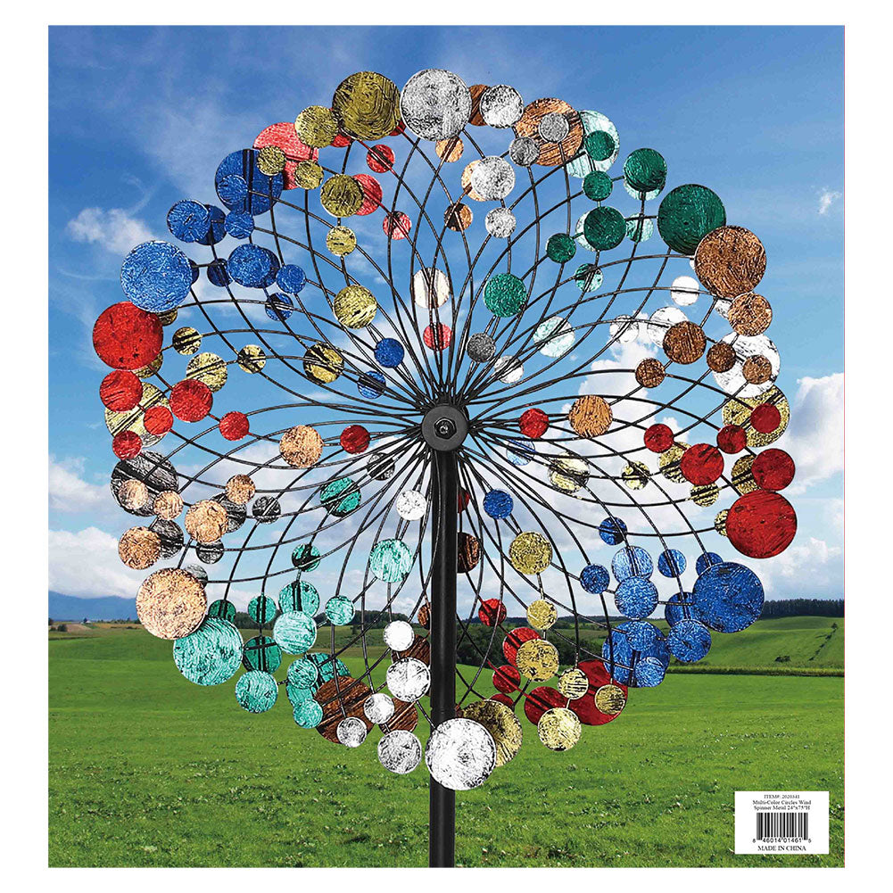 Multi-Color Circles Wind Spinner Metal 24"x75"H