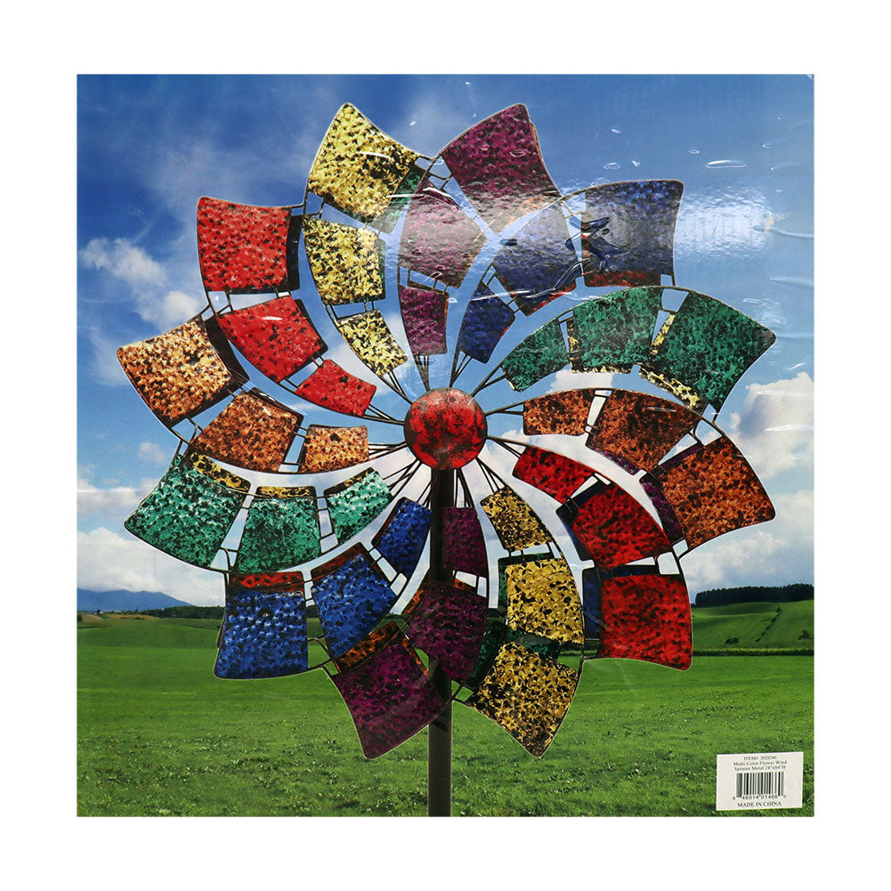 Multi-Color Flower Wind Spinner Metal 24"x84"H