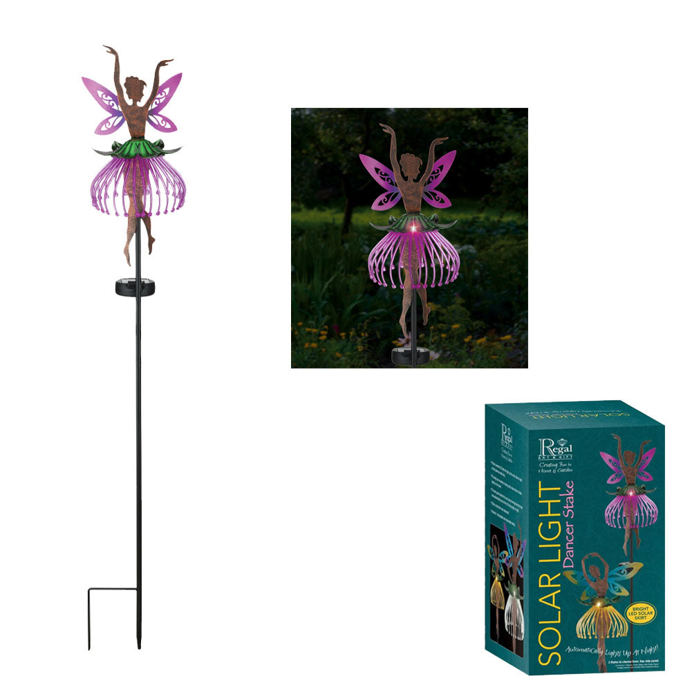 Regal Art & Gift Dancer Solar Garden Stake Pink Metal/Plastic 5.5"x5.5"x36"H