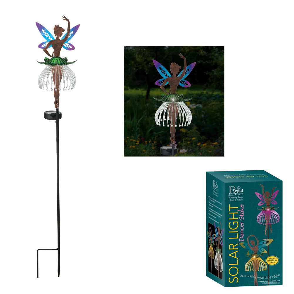 Regal Art & Gift Dancer Solar Garden Stake White Metal/Plastic 5.5"x5.5"x36"H