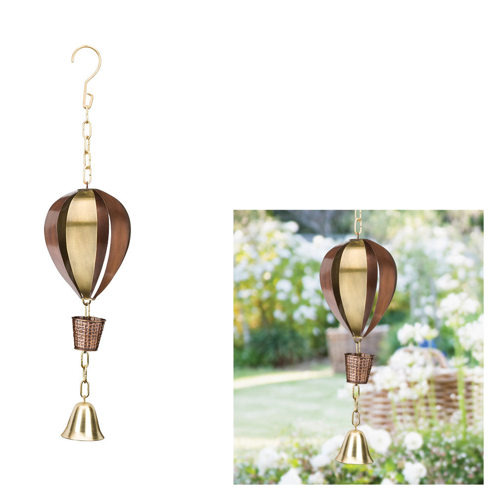 Regal Art & Gift Metal Garden Bell Hot Air Balloon Metal Gold Finish