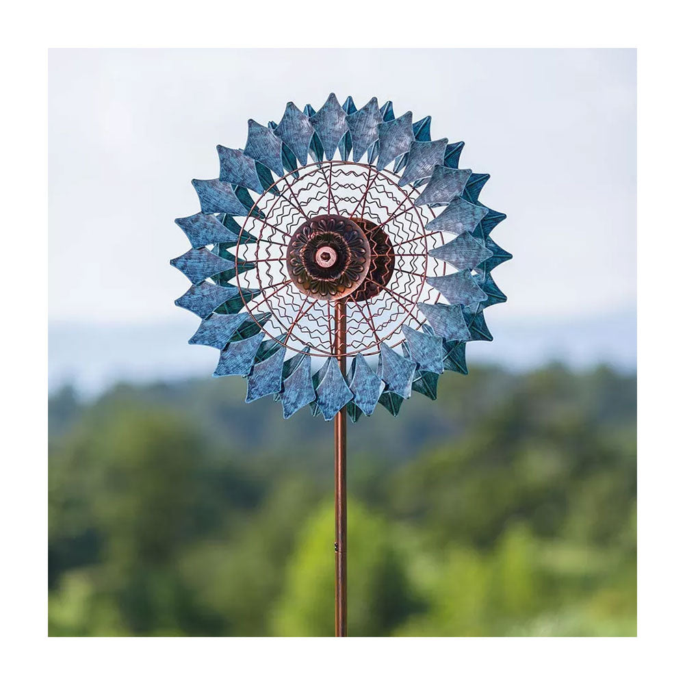 Verdigris Prism Wind Spinner Antique Blue/Copper Finish Metal 24"x10.5"x75"H