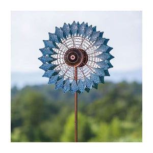 Verdigris Prism Wind Spinner Antique Blue/Copper Finish Metal 24"x10.5"x75"H