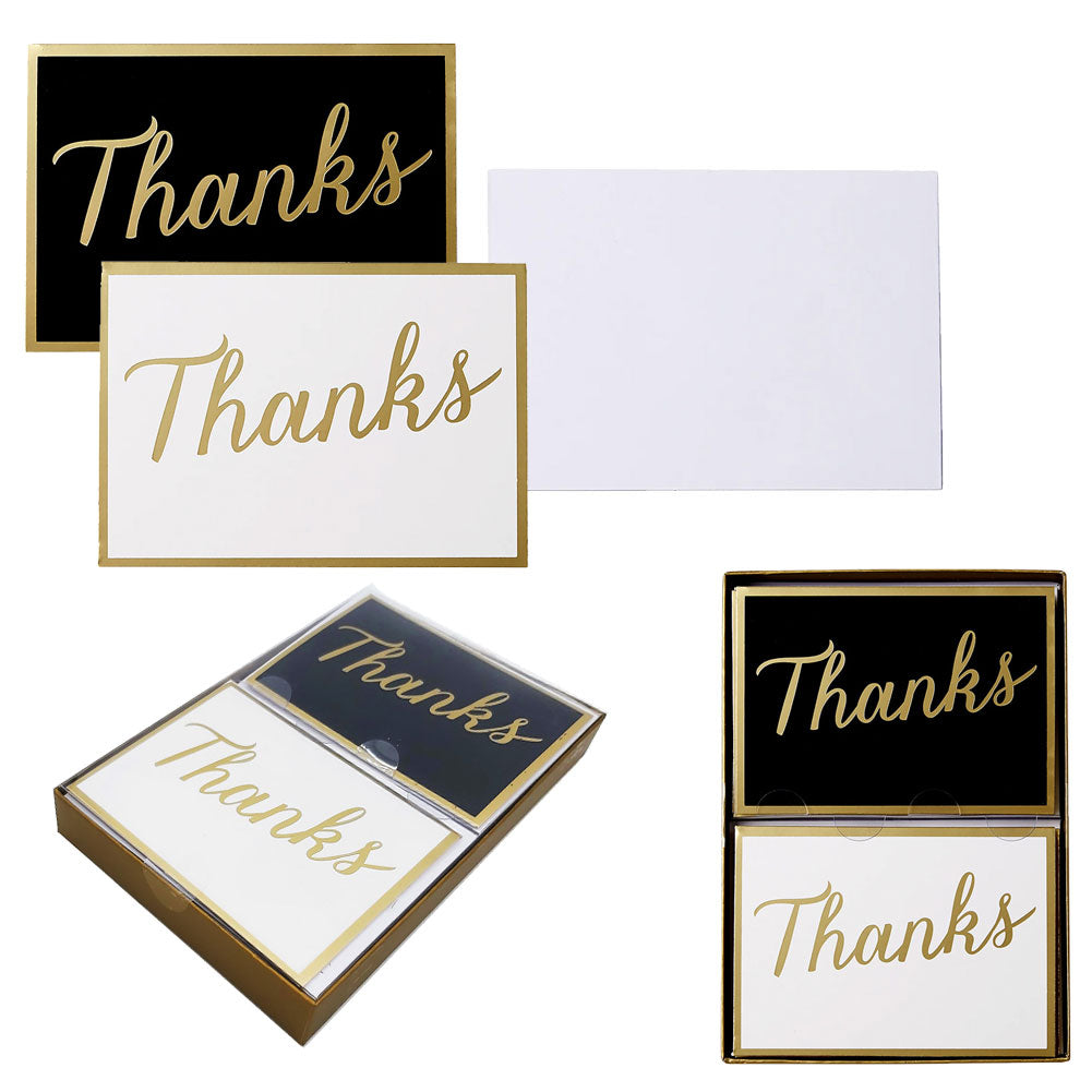 Sincerely By CR Gibson 16ct Thanks Notes Black & White w/Envelopes 4.78"x3.5"H