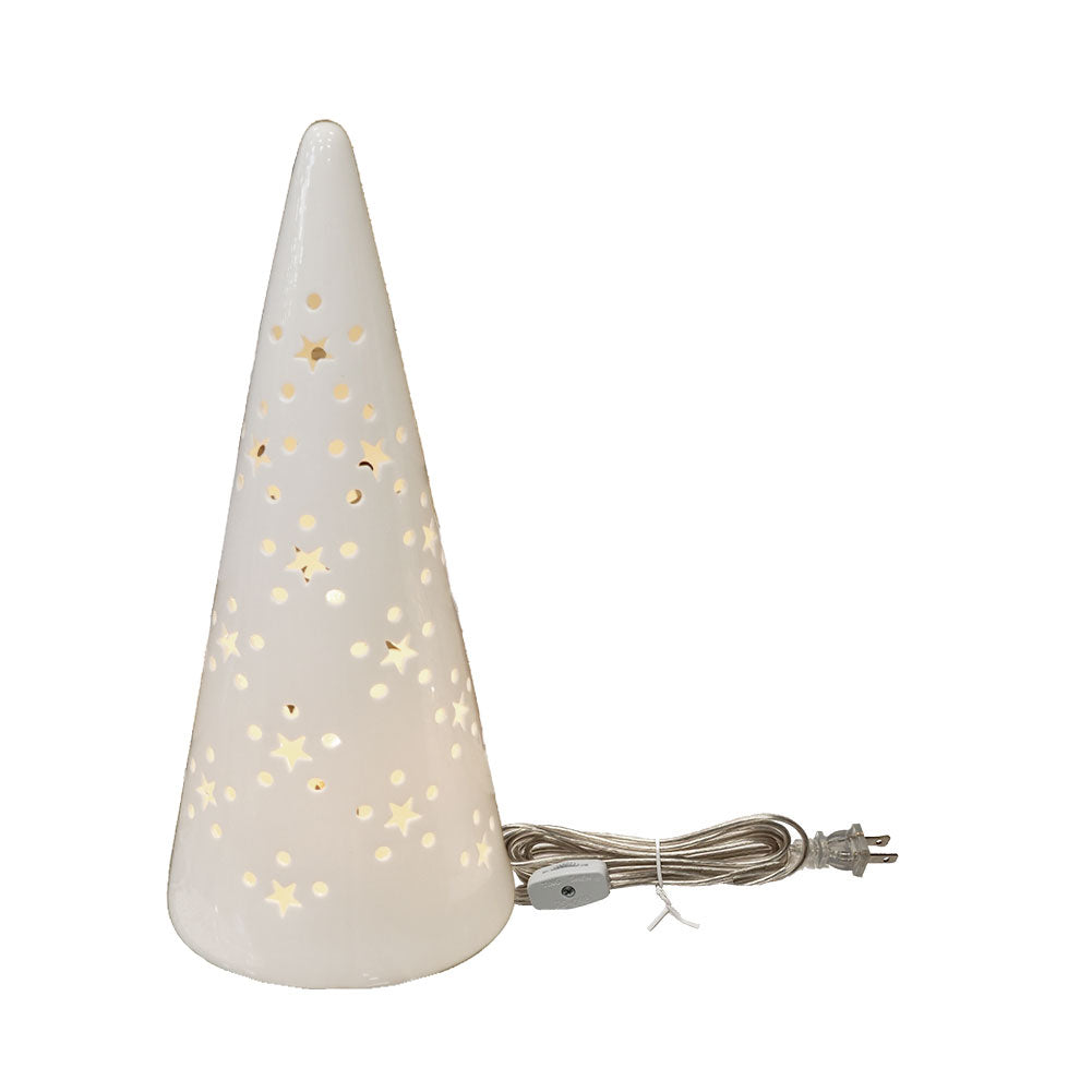 Pack of (2) Studio By J. Hunt White Ceramic Star Cut Out Tree Up Light Plug In 5.75"Dx13.65"H
