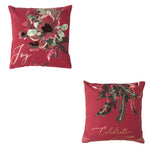 Christmas Joy / Celebrate Printed Pillow Set/2 Cotton Cover 18"x18"