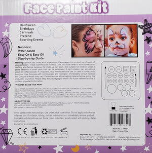 Funtengo Washable Water Based Face Paint Kit - Paint, Glitter, Brush, Sponge, Instructions