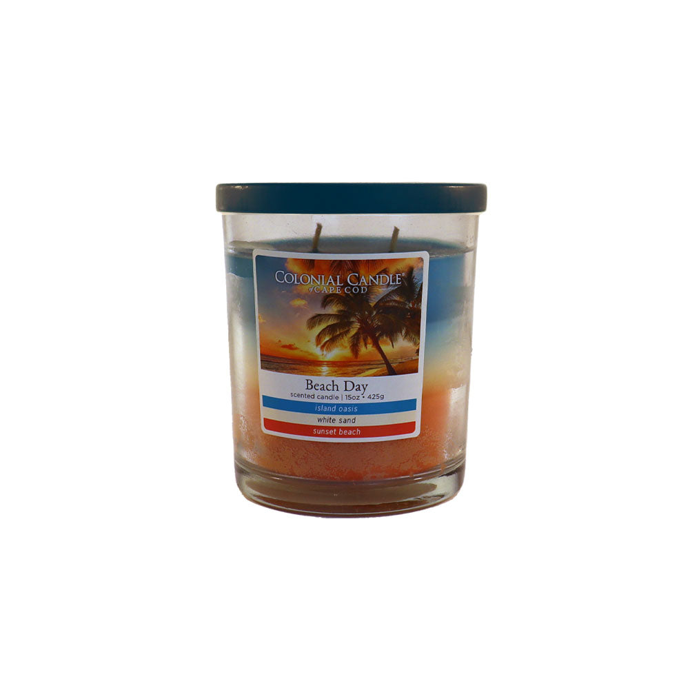 Jar Candle Colonial Candle Of Cape Cod Tri Layer 2 Wick Beach Day 15oz
