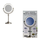 Sunter Rechargeable Vanity Mirror LED, 1x & 7x Magnification, Silver 18"H