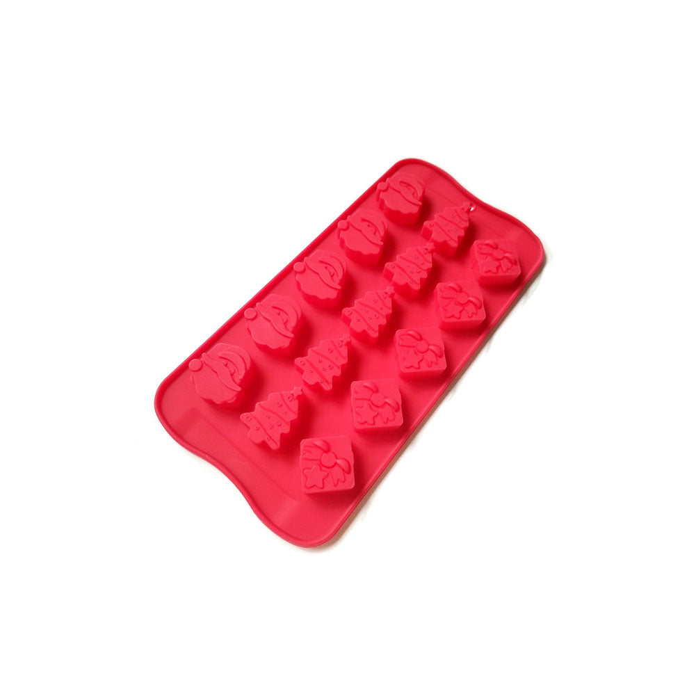 Christmas Chocolate Candy Mold 3 Shapes Silicone Red 4"x8.25"