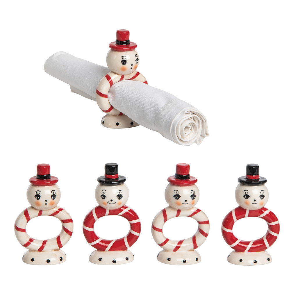 Christmas Snowman Napkin Ring 8 Asst 2.35"x1.35"x4"H