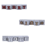 Christmas Block Decor Joy, Merry, Hope 3 Piece set Engineered Wood 15.75"x3.25"x2.75"H