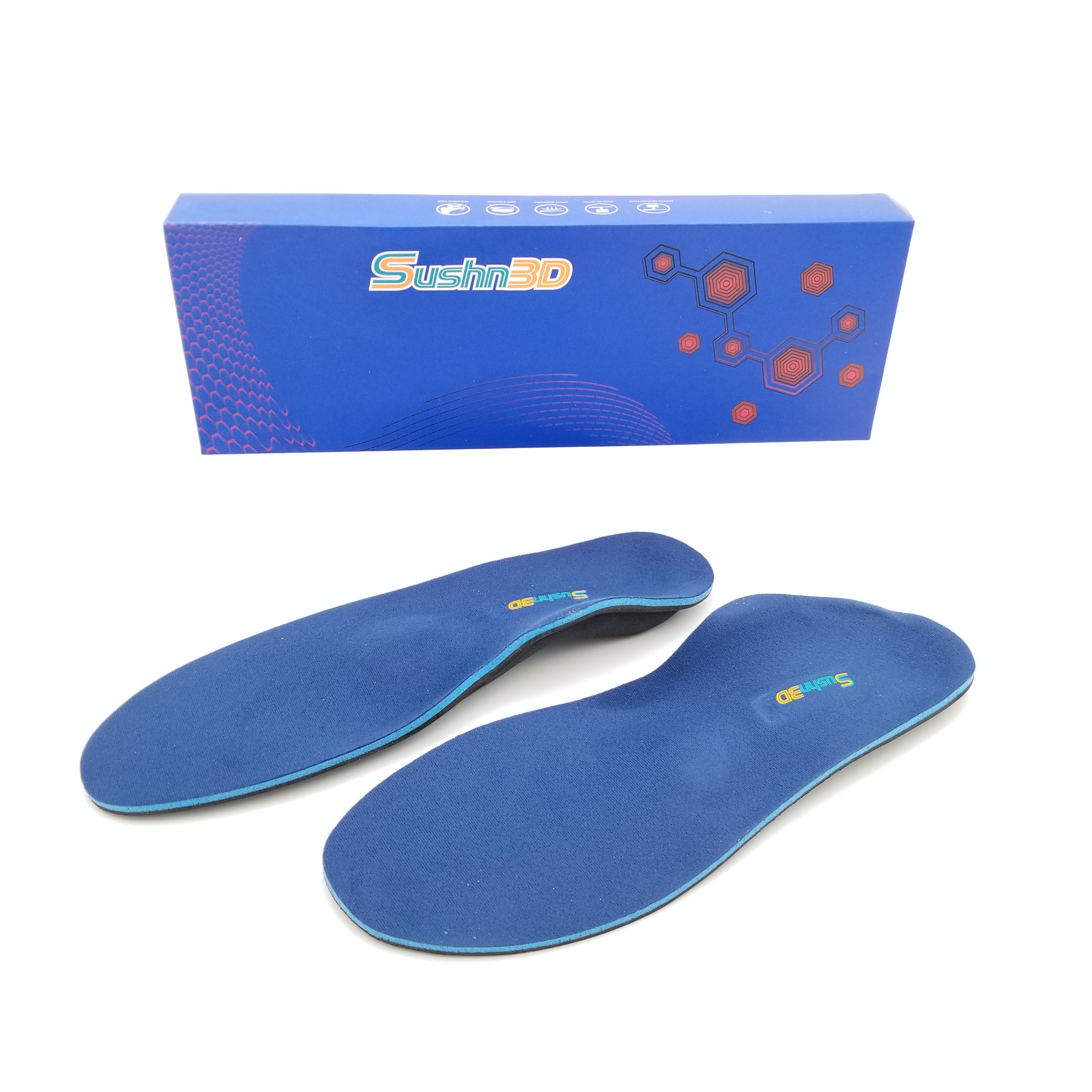 Sushn3D Orthotic Sports Shoe Insoles with Hard Arch Support -XL
