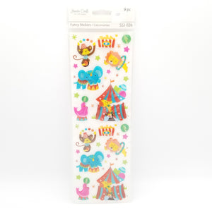 Circus Animal 3D Fancy Clear Stickers, 40-Piece