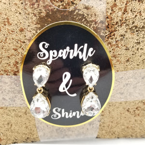 SPARKLE & SHINE Cosmetic Make-up Bag and Earrings --8 x 5 in--Gold