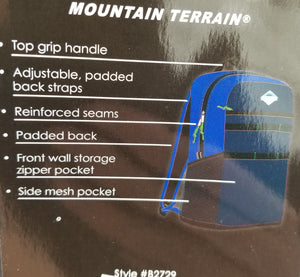 Mountain Terrain Backpack- Dark Blue/Light Blue/Black