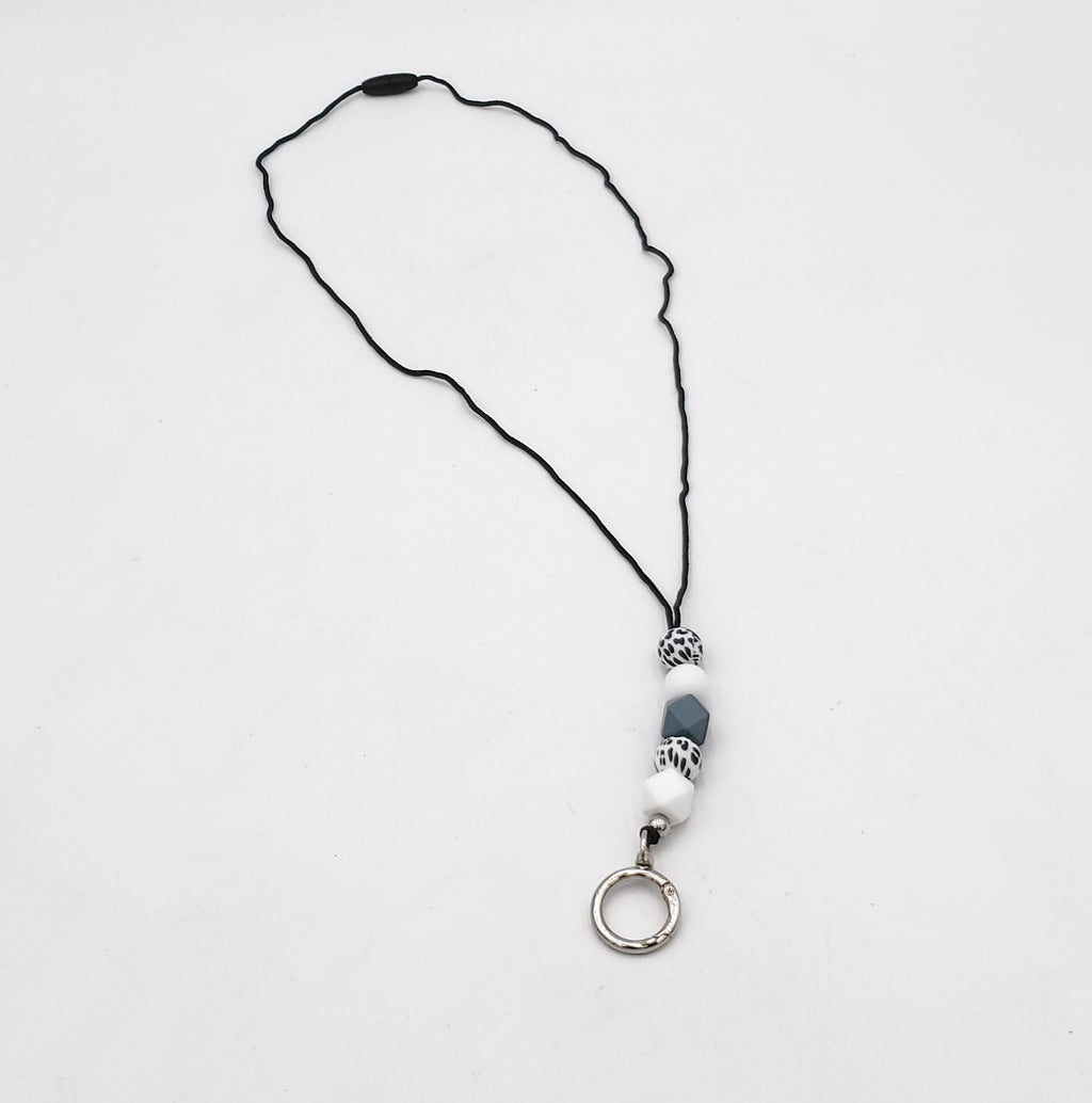 Badge Lanyards, Fashion Silicone Beaded Lanyard Breakaway Lanyard Necklace with Metal Clasp