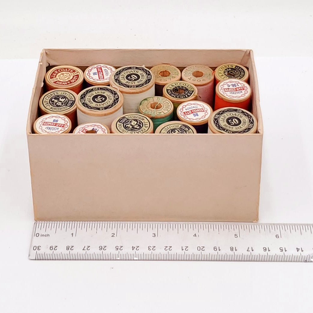 J. & P. Coats Wooden Bobbins with Thread Hooked on Pickin'