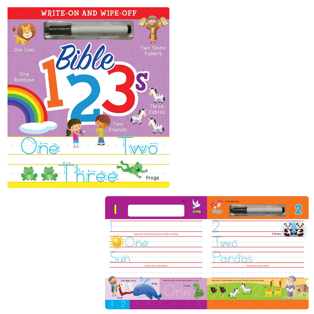 Bible 123's Write On Wipe Off Board Book 18 pages 8"x9" w/Dry Erase Marker