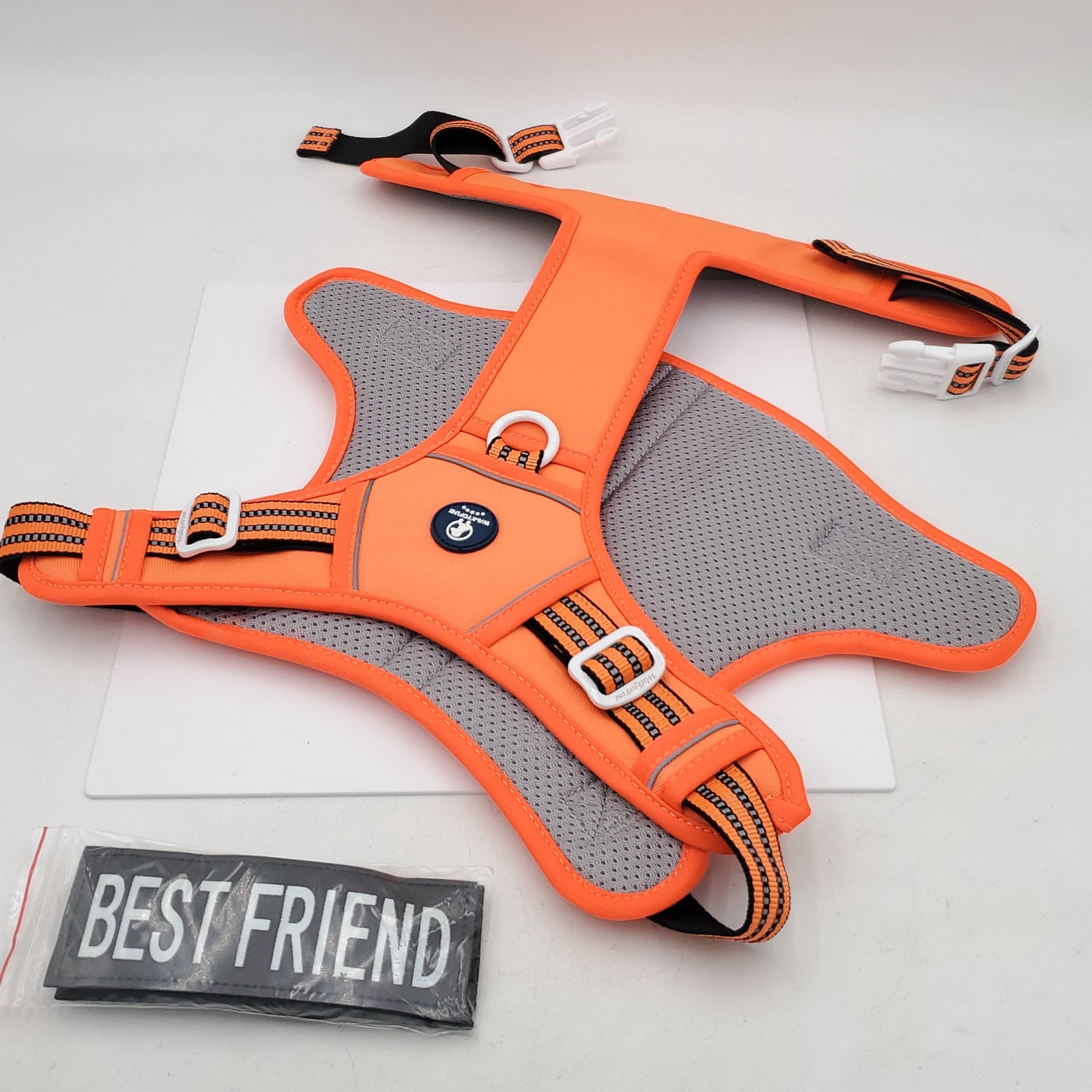 Dog Harness Adjustable No-Pull Pet Harness Working Training Tactical Dog Harness (XL, Orange)